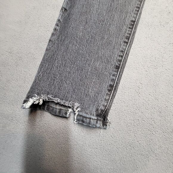 Levis 501 Jeans Womens 10? 30x28 Black Denim Straight Leg Distressed Button Fly - Picture 6 of 13